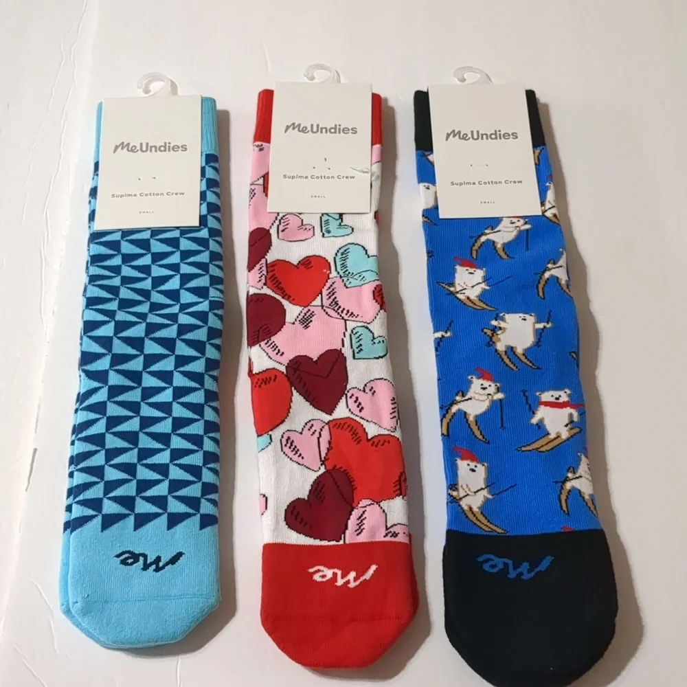New MeUndies  3 pairs  Socks size Small W 4.5 M 3 supima cotton